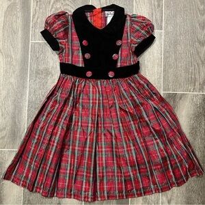Girl's Size 4 Vintage 90's Red Plaid Christmas Holiday Dress